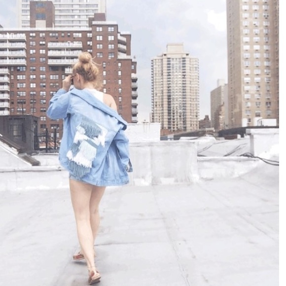  HANDMADE JEAN JACKET WEAVING - Picture 2 of 5